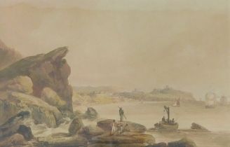 Francis Nicholson (1753-1844). Scarborough, watercolour, attributed and titled verso, 32cm x 49.5cm.