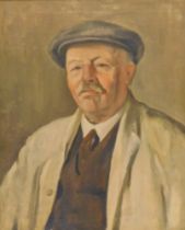Austin Garland (1887-1966). Portrait of local Lincoln character, oil on canvas, signed, 60cm x 49cm.