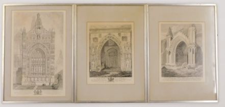 J S Cotman (19thC). Church monuments, three framed and mounted monochrome plates - LIX, XXXV, XLIII,