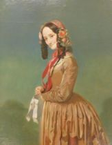 19thC School. Maiden - Bella, oil on canvas, 48cm x 38cm.