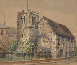 J. West (19thC/20thC). St. Benedict's Church, Lincoln, watercolour, signed and dated on mount 1928,