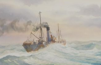 David C. Bell (b.1950). Spurs Grimbsy Trawler, watercolour, signed and dated (19)98, 31cm x 48cm.