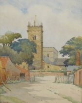 A.E. Beales. Oll Clee Church, watercolour, signed and titled verso, 32.5cm x 26cm.