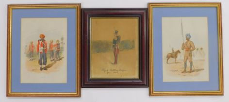 19thC School. Royal Artillery Uniform YEar 1854, watercolour, titled and dated, 24cm x 19cm and two