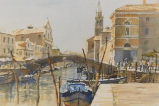 Bert Wright (b.1930). Chioggia New Venice, watercolour, signed and titled verso, 36cm x 53.5cm. Arti