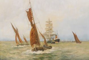 Philip Kilner (20thC). Steam and masted ships, oil on canvas, signed, 50cm x 75cm.