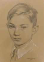 Edward Irvine Halliday (1902-1984). Portrait study of a youngman, chalk with highlight, signed and d