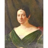 18thC/19thC School. Head and shoulders portrait of a lady, oil on canvas, 57.5cm x 47cm.