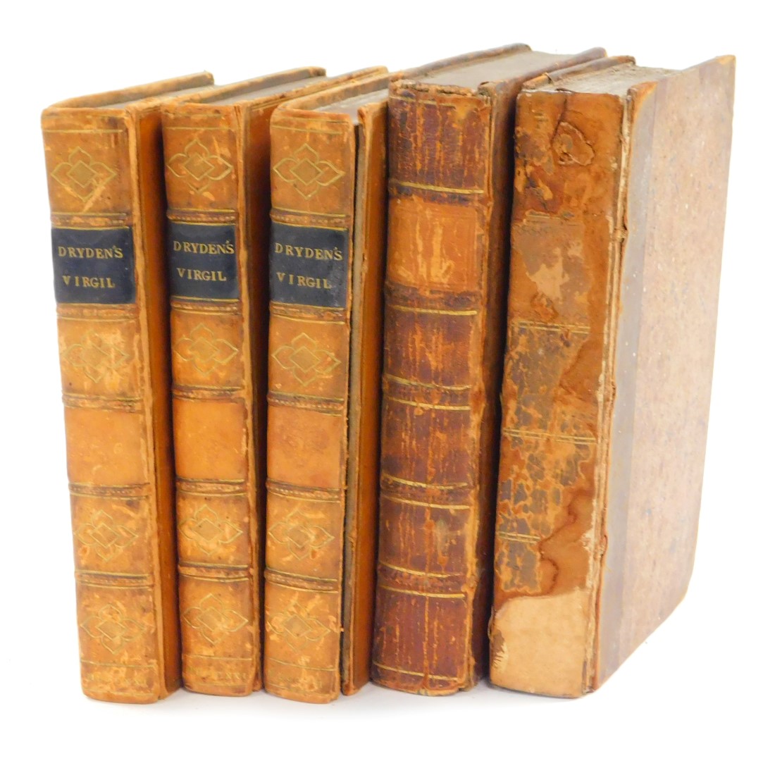 Dryden. The Works of Virgil, fifth edition, three vols, gilt tooled calf, printed for Jacob Thomson,