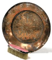 A George V silver and pin guilloche enamel clothes brush, with engine turned decoration, Birmingham