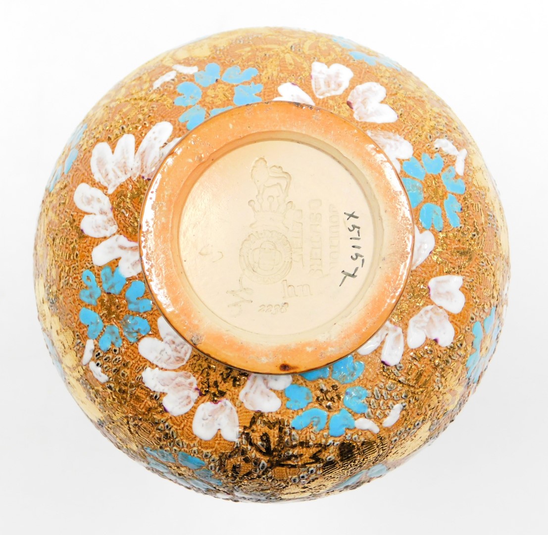 A Royal Doulton stoneware vase, of baluster form, chine decorated with flowers on a gold ground, X51 - Image 2 of 2