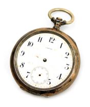 An Omega gentleman's pocket watch, open faced, keyless wind, circular enamel dial bearing Arabic num