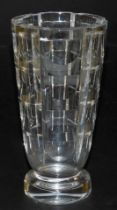 An Orrefors cut glass window vase, designed by Simon Gata, G/O365-2 etched mark, 19.5cm high.