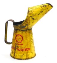 A Shell Lubricants yellow oil can, 22.5cm wide.