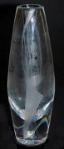 An Orrefors cut glass vase, circa 1957, designed by Sven Palmquist, of ovoid form, with etched geome