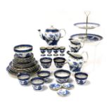 A Booths pottery Real Old Willow pattern tea/breakfast service, comprising tea pot cream and milk ju