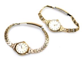An Avia lady's 9ct gold cased circular wrist watch, champagne dial with gilt batons, Incabloc 17 jew