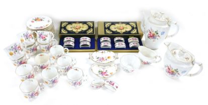 A Royal Crown Derby Posies pattern porcelain coffee service, comprising coffee pot, hot water jug, c