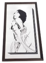 A late 20thC erotica wall mirror, sensual figure of a woman, 70cm x 34cm.