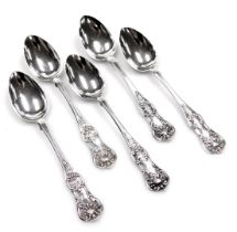 A set of five Victorian Scottish Queens pattern teaspoons, monogram engraved, William Coghill, Glasg