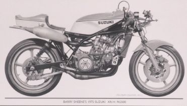 Christopher Marshall, Barry Sheen's 1975 Suzuki XR14/RG500, limited edition print 021/275, signed an