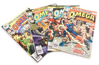 Marvel comics. Four editions of Omega The Unknown, issue 3, 4, 5 and 6, (Bronze Age).