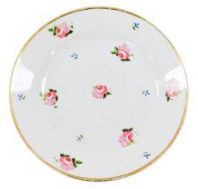 An early 19thC Swansea porcelain plate, possibly decorated by William Billingsley, painted with rose