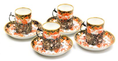 A set of early 20thC Royal Crown Derby Imari porcelain demi-tasse coffee cans and saucers, pattern n