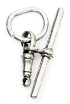 A silver Albert chain t-bar, with lobster claw clasp attachment.