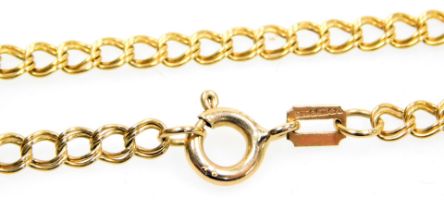 A 9ct gold double belcher link neck chain, on a bolt ring clasp, 6.3g.