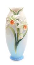 A Franz porcelain Spring Orchid vase, FZ00268, printed marks, boxed, 33cm high.