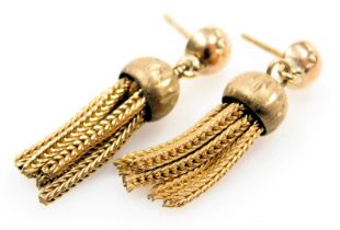 A pair of 9ct tassel earrings, 4.1g.