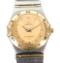 An Omega lady's Constellation wristwatch, circular gilt dial, bi-colour stainless steel case, serial