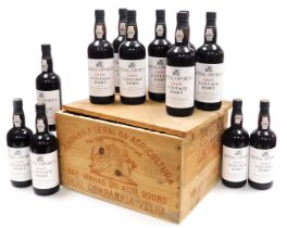 A case of twelve bottles of Royal Oporto 1985 vintage port.