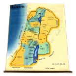 An early 20thC Dutch fabric school map of Palestine, scale 1/280.000, printed Tegyduc Wakken, 114cm