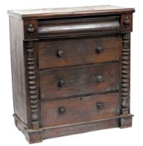 A Victorian mahogany Cumberland chest, with a cushion drawer over three further drawers, flanked by