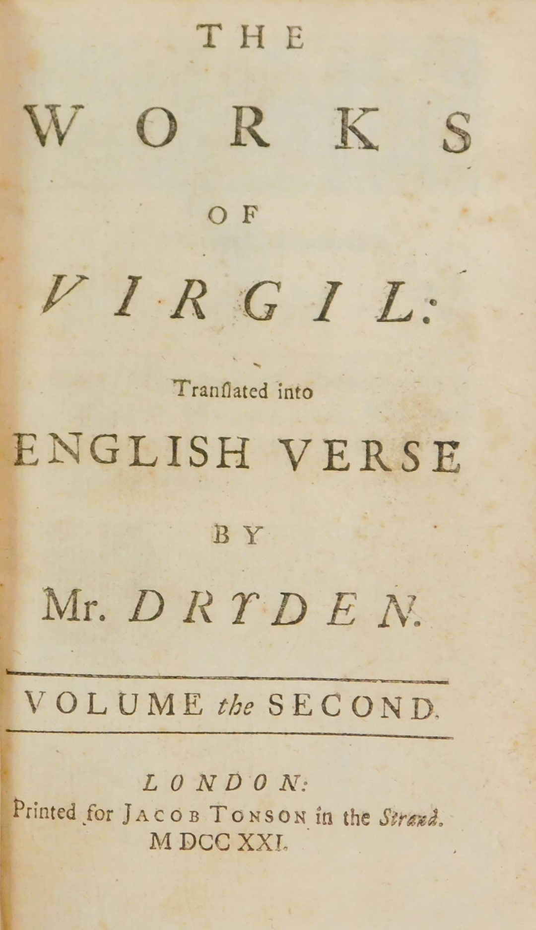 Dryden. The Works of Virgil, fifth edition, three vols, gilt tooled calf, printed for Jacob Thomson, - Image 2 of 4