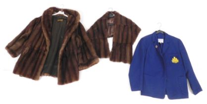 A Griffin and Spalding mink wrap, a mink jacket and a Boyd-Cooper Ltd EWBA Lincs. County jacket.(3)