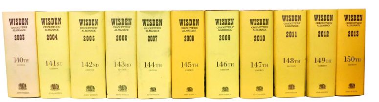 Wisden Cricketer's Almanacks 2003-2013, with dust wrappers, published by John Wisden and Company Ltd