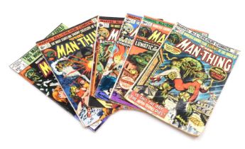 Marvel comics. Six editions of The Man-Thing, issues 6, 11, 15, 17, 21 and 22, (Bronze Age).