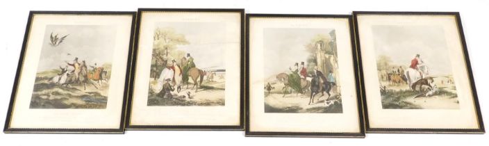 After Francis Calcraft Turner (British 1746-1846). Hawking, four coloured engravings, The Departure,