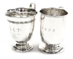 An Edward VII silver christening tankard, initial engraved, Birmingham 1906, and a George V silver c