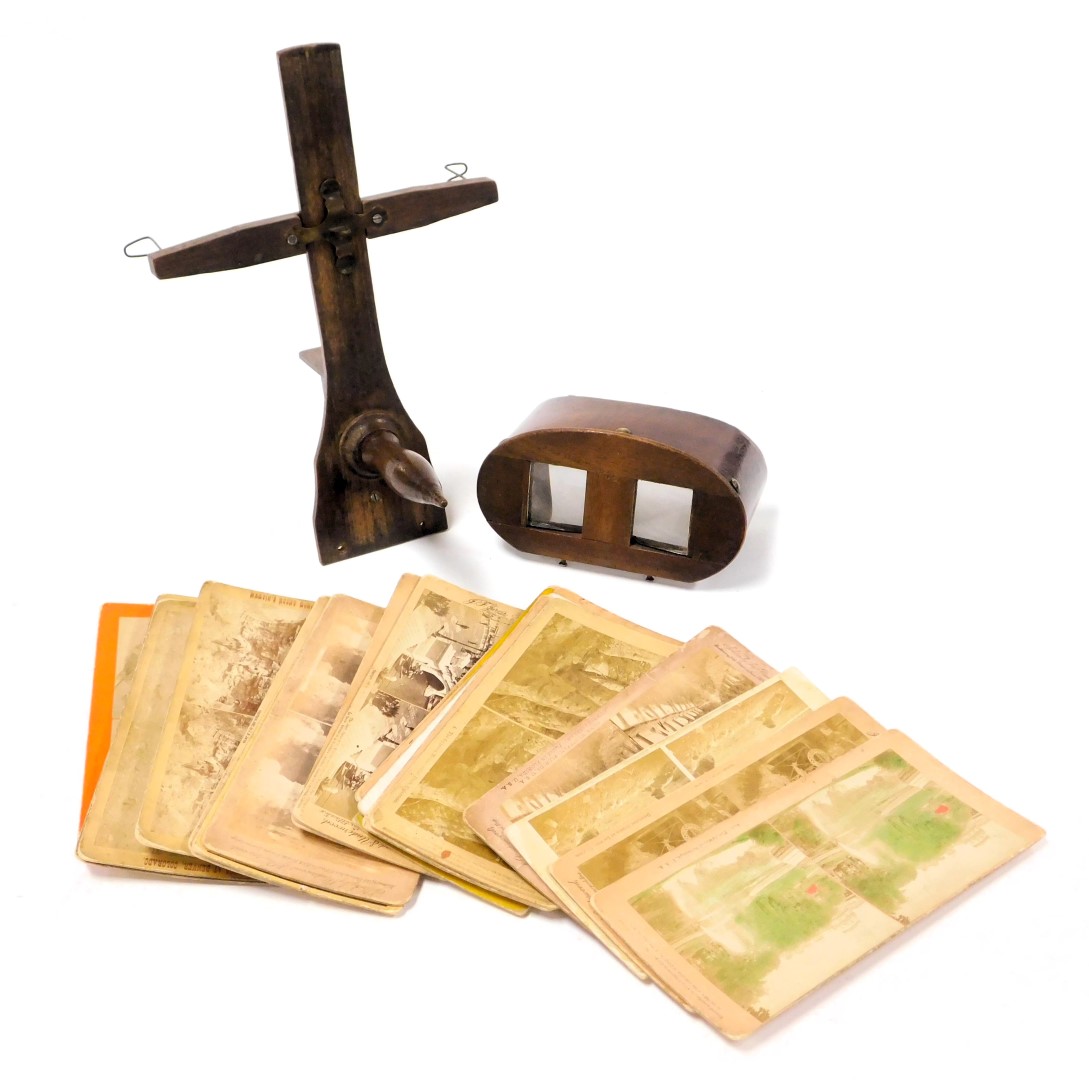 A Stereoscopic viewer and cards, including European and American Views, together with a Realistic Tr