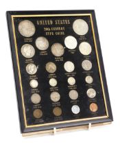 A group of United States 20thC type coins, including a Morgan dollar 1900, a Liberty Peace dollar 19