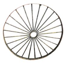 A vintage cast iron cartwheel, 104cm diameter.