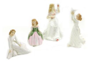 Four Royal Doulton porcelain figures, comprising Anna HN4095, Penny HN2338, Thinking of You HN3124,