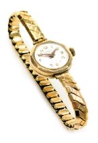 A Lanco lady's 9ct gold cased wristwatch, and expanding rolled gold bracelet strap.