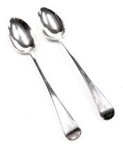 A pair of George III silver Old English basting spoons, initial engraved, Thomas Wilkes Barker, Lond