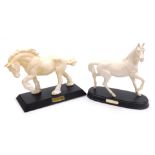 A Beswick matt white equestrian figure of Spirit of Earth, raised on a titled base, 29cm wide, toget