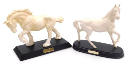 A Beswick matt white equestrian figure of Spirit of Earth, raised on a titled base, 29cm wide, toget